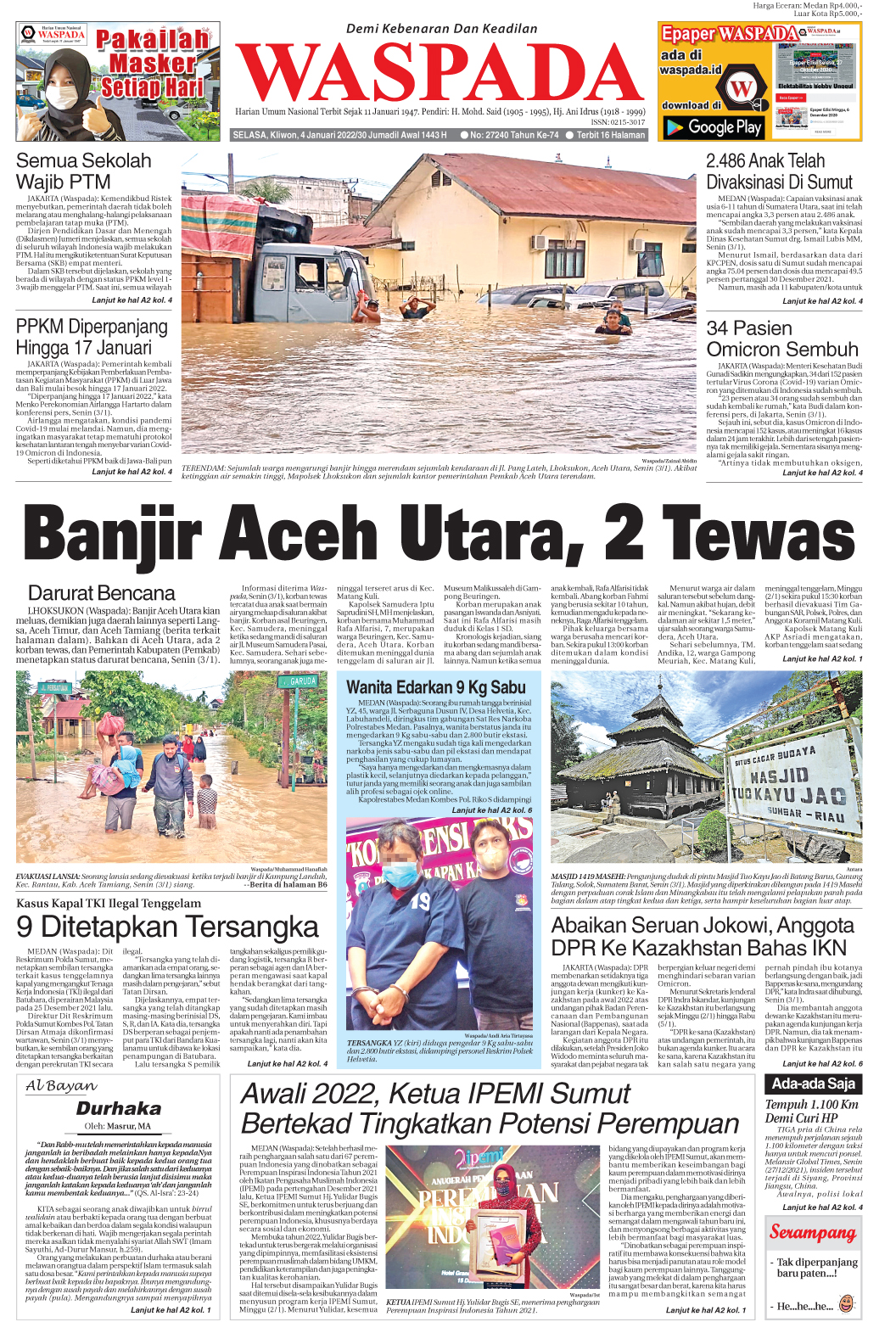 Waspada Selasa 4 Januari 2022 Epaper Harian Waspada