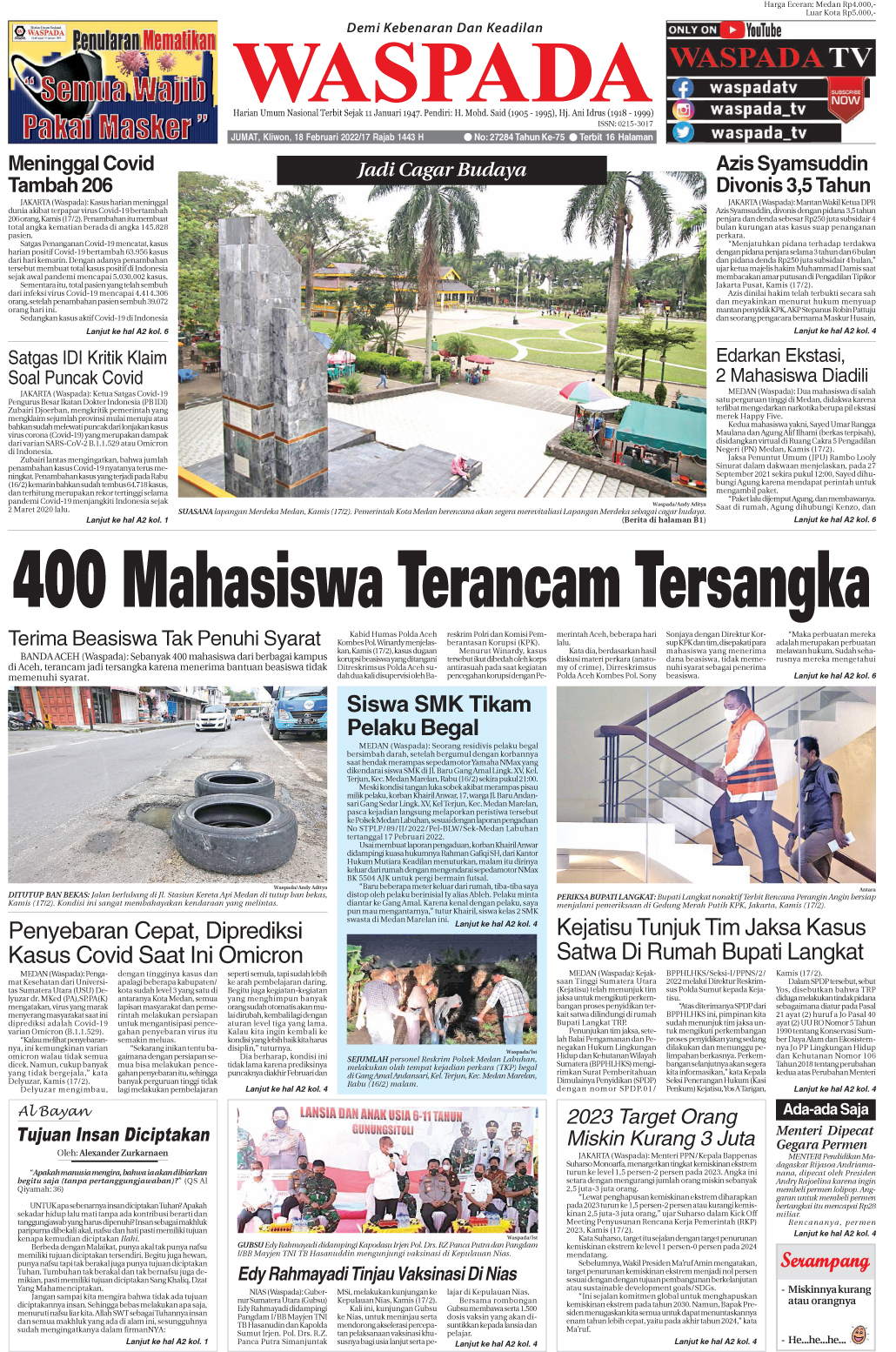 Waspada Jumat Februari Epaper Harian Waspada