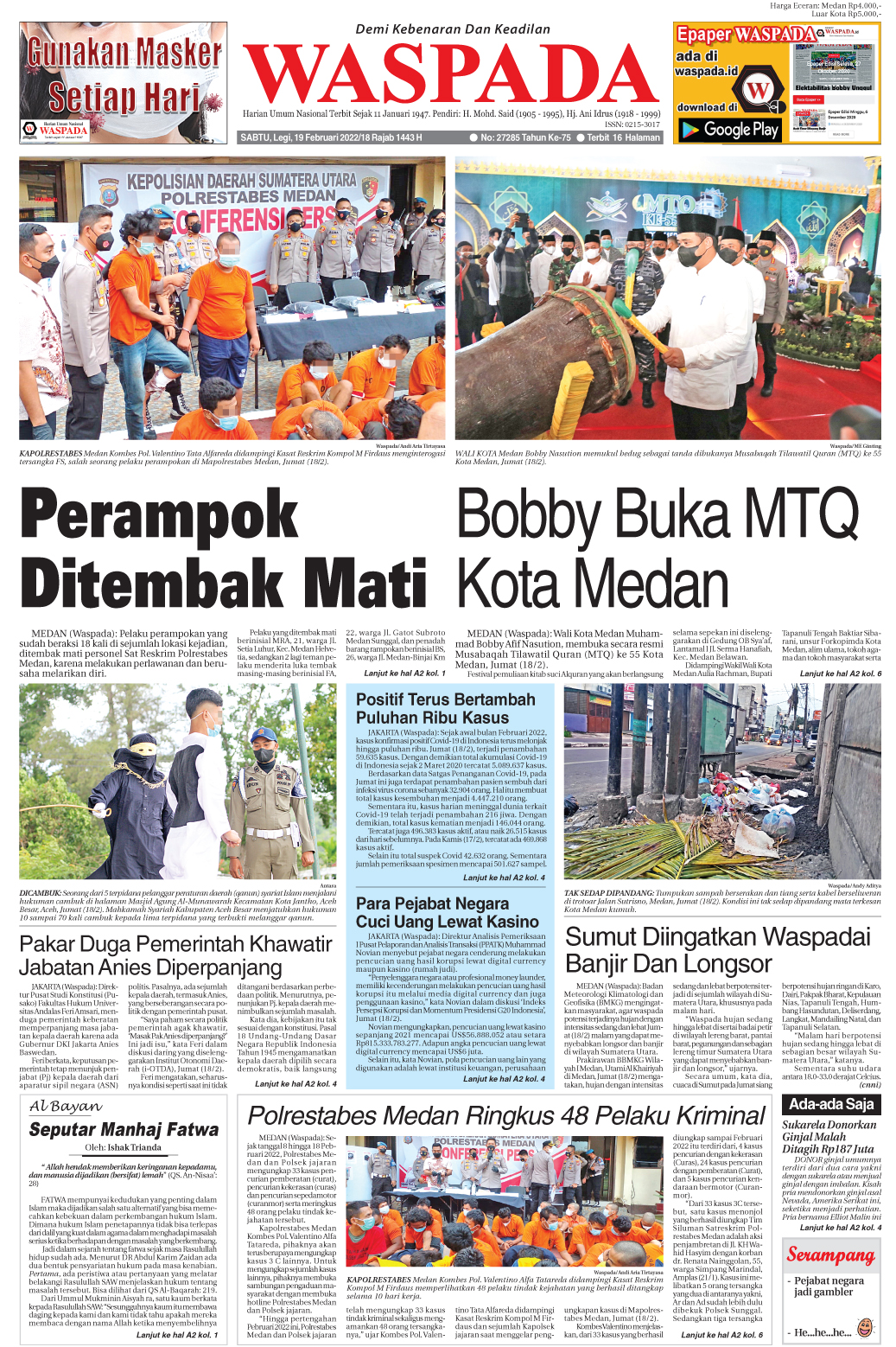 Waspada Sabtu 19 Februari 2022 Epaper Harian Waspada