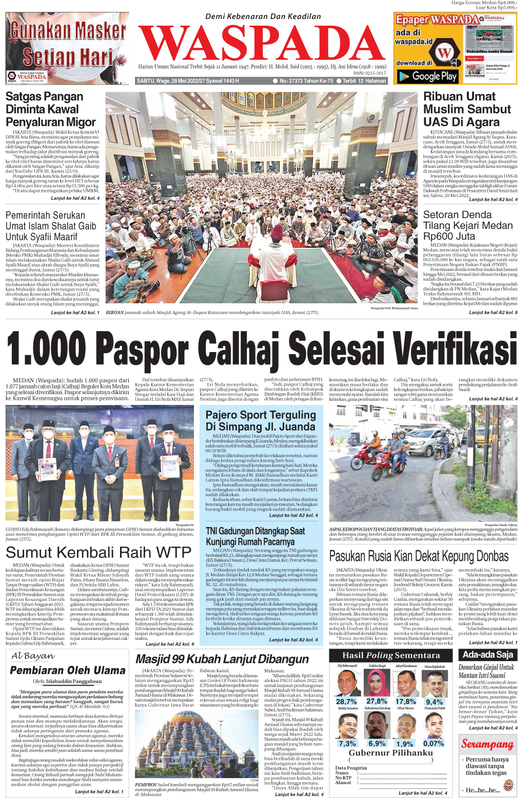 Waspada Sabtu 28 Mei 2022 Epaper Harian Waspada