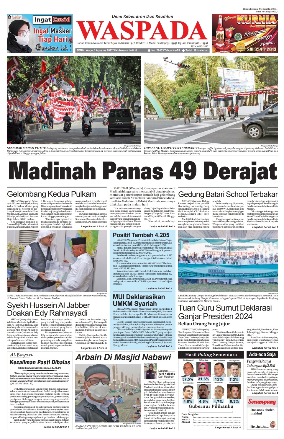 Waspada Senin 1 Agustus 2022 Epaper Harian Waspada