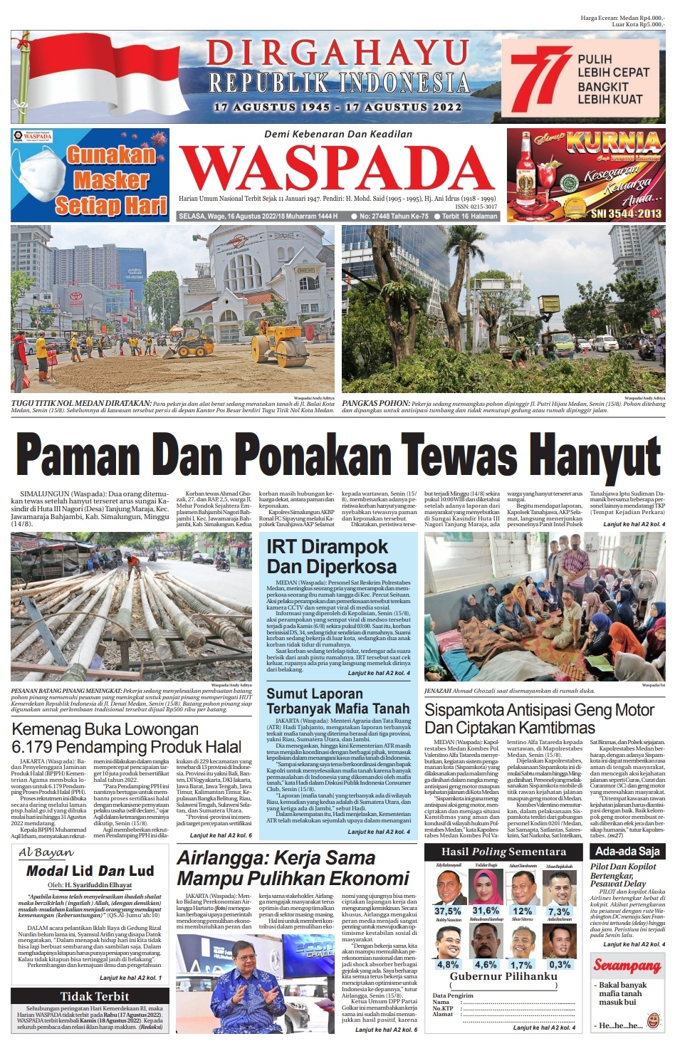 Waspada Selasa 16 Agustus 2022 Epaper Harian Waspada