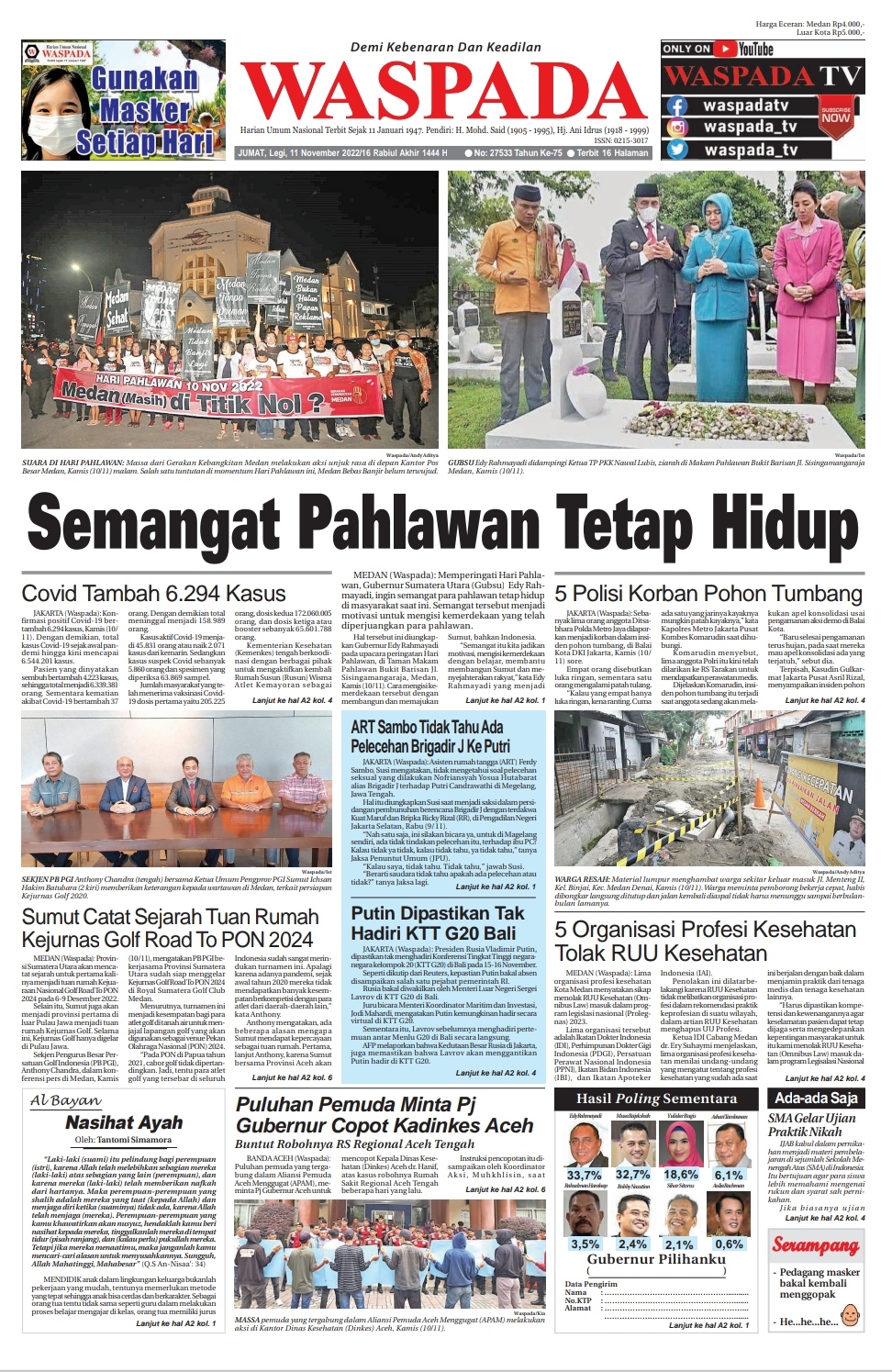 Waspada Jumat 11 November 2022 Epaper Harian Waspada