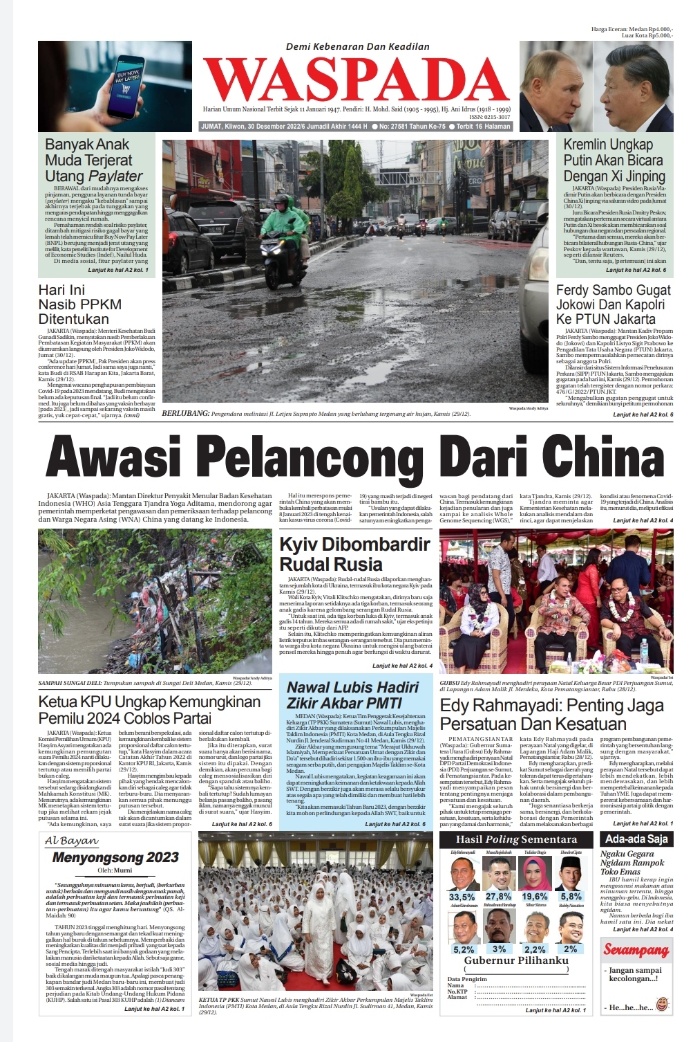 Waspada Jumat 30 Desember 2022 Epaper Harian Waspada