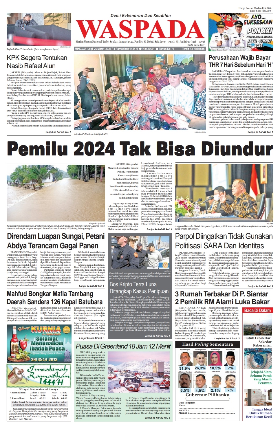 Waspada Minggu 26 Maret 2023 Epaper Harian Waspada