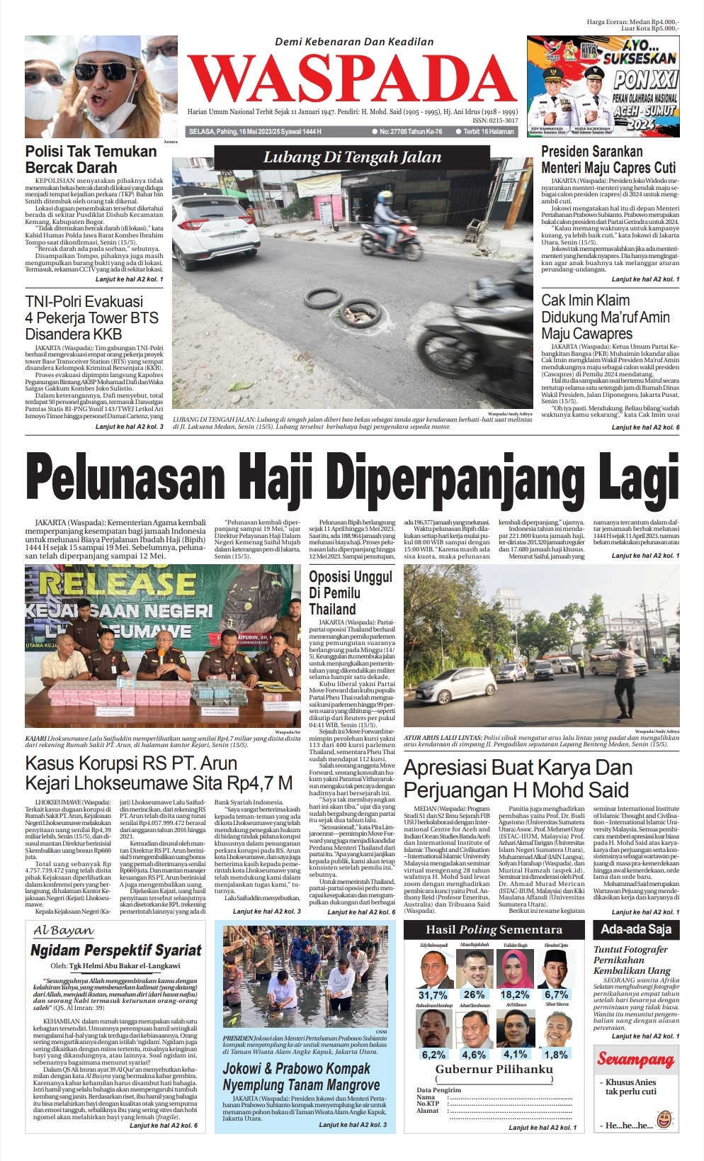 Waspada Selasa 16 Mei 2023 Epaper Harian Waspada