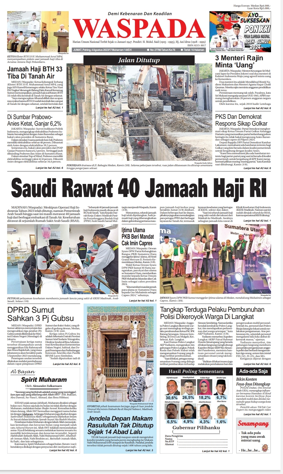 Waspada Jumat 4 Agustus 2023 Epaper Harian Waspada