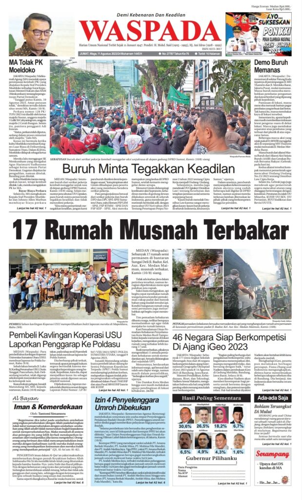 Waspada Jumat 11 Agustus 2023 Epaper Harian Waspada