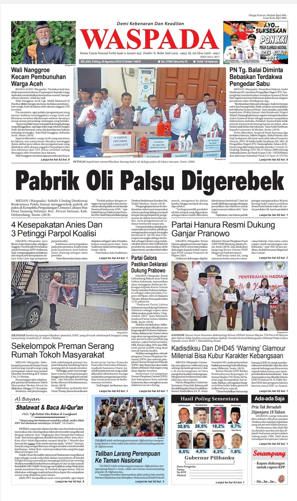 Waspada Selasa Agustus Epaper Harian Waspada