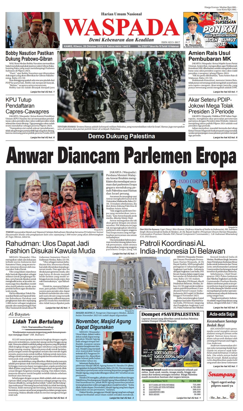 Waspada Kamis 26 Oktober 2023 Epaper Harian Waspada