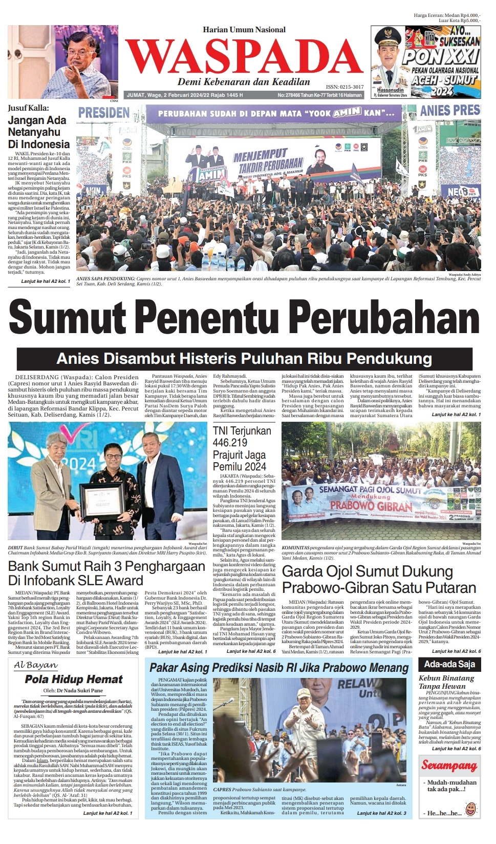 Waspada Jumat 2 Februari 2024 Epaper Harian Waspada