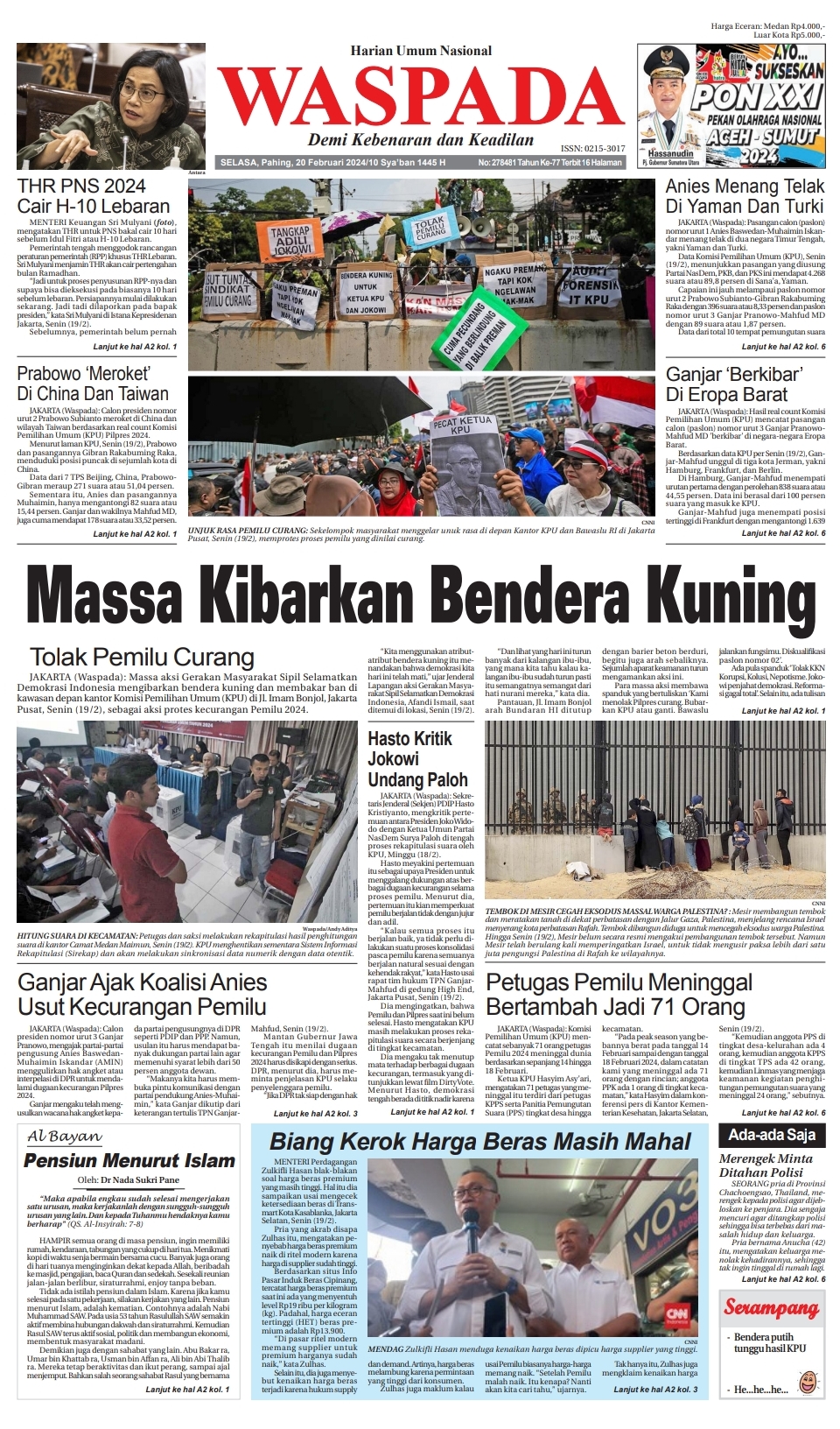 Waspada Selasa 20 Februari 2024 Epaper Harian Waspada