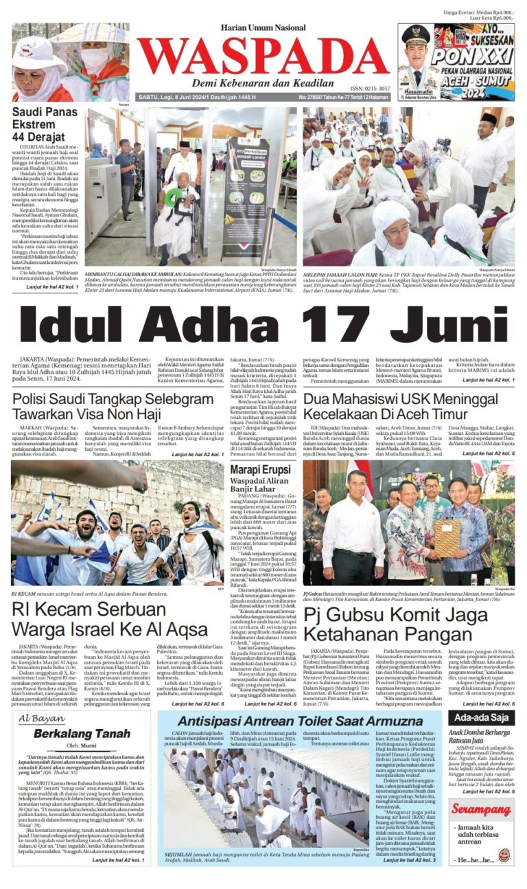 Waspada Sabtu 8 Juni 2024 Epaper Harian Waspada