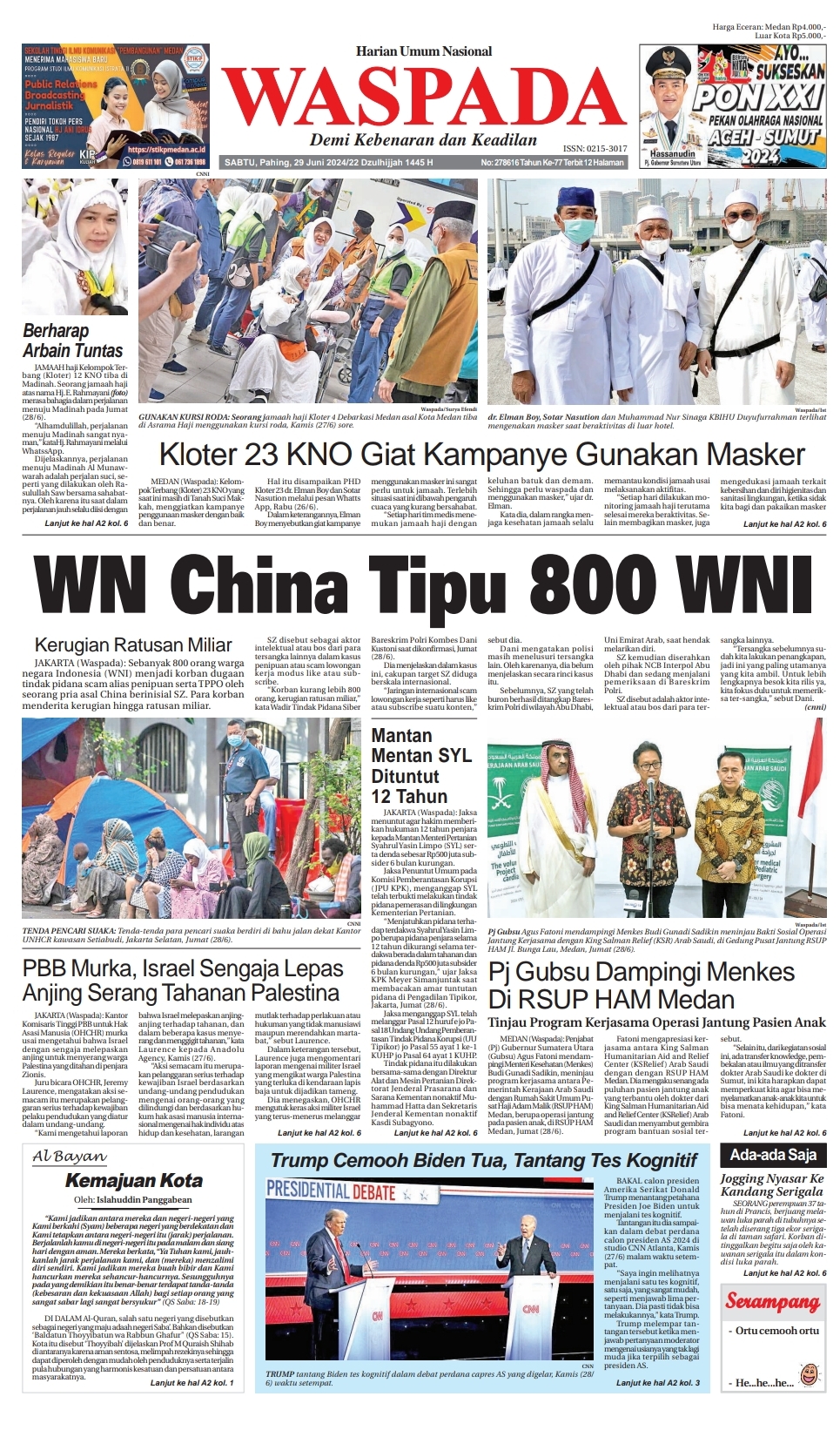 Waspada Sabtu 29 Juni 2024 Epaper Harian Waspada